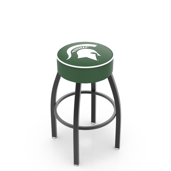 25" 4" Michigan State Cushion Seat, Blk Wrinkle Base Swivel Bar Stool