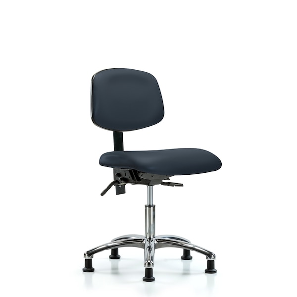 Desk Chair Desk Chair, Vinyl, Chrome Glides, Nav, No Arms, 18" to 23" Height, Vinyl, Imperial Blue