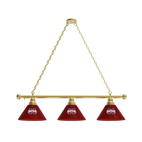 Mississippi State 3 Shade Billiard Light, Brass Fixture
