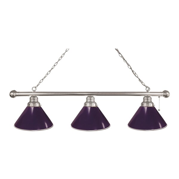 Purple 3 Shade Billiard Light, Chrome Fixture