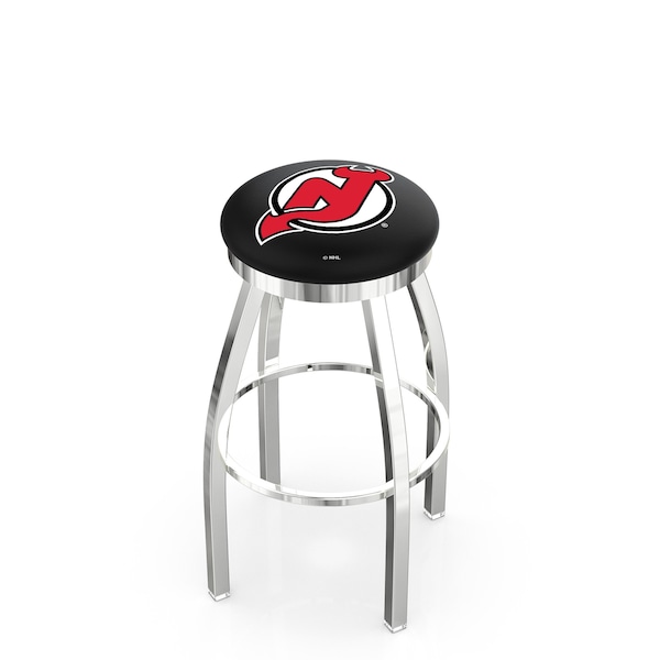 25" Chrome New Jersey Devils Swivel Bar Stool, Accent Ring