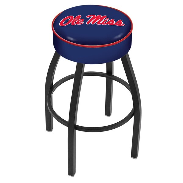 25" 4" Ole' Miss Cushion Seat, Blk Wrinkle Base Swivel Bar Stool
