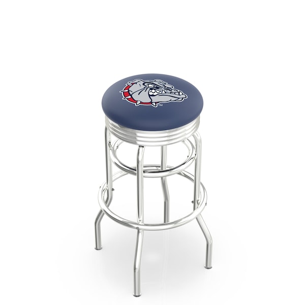 25" Chrome 2-Ring Gonzaga Swivel Bar Stool, Accent Ring