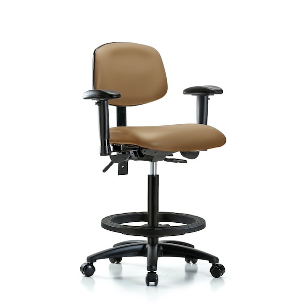 Chair, Poly, Med Bench, CF Glides, 6-Way Adjustable, 26" to 35" Height, Taupe