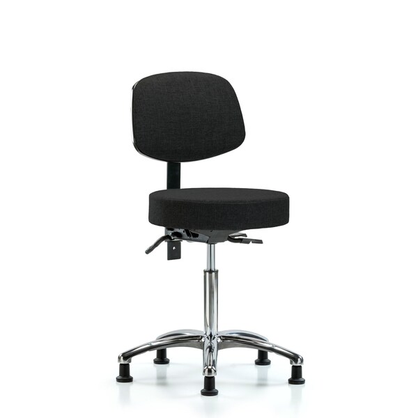 Bench Stool, Med, Fabric, Bk Chrm, Glids, Blk