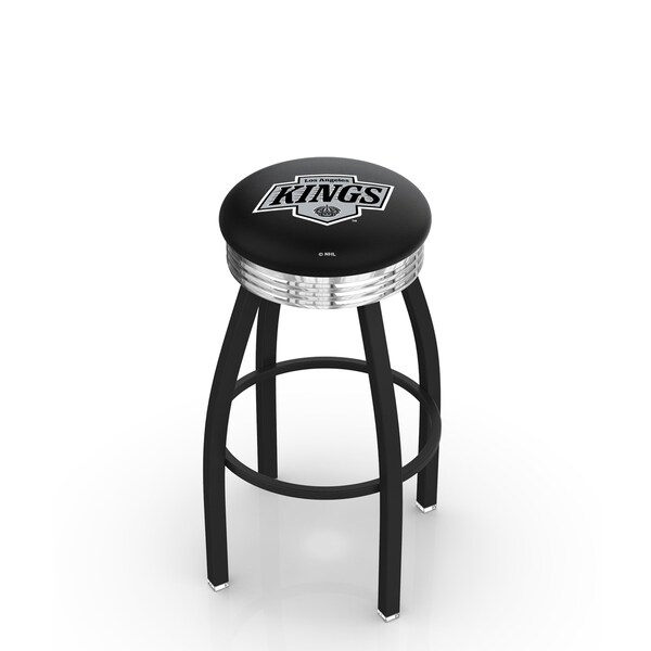 25" Blk Wrinkle Los Angeles Kings Swivel Bar Stool, Chrome Ring