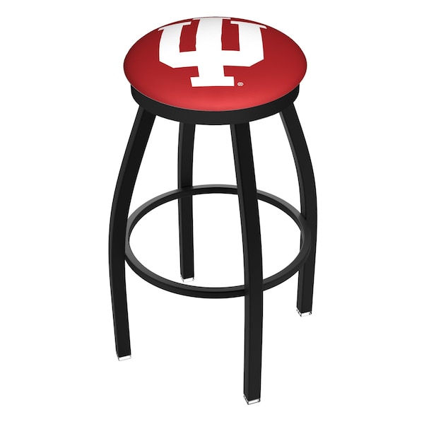 25" Blk Wrinkle Indiana Swivel Bar Stool, Accent Ring