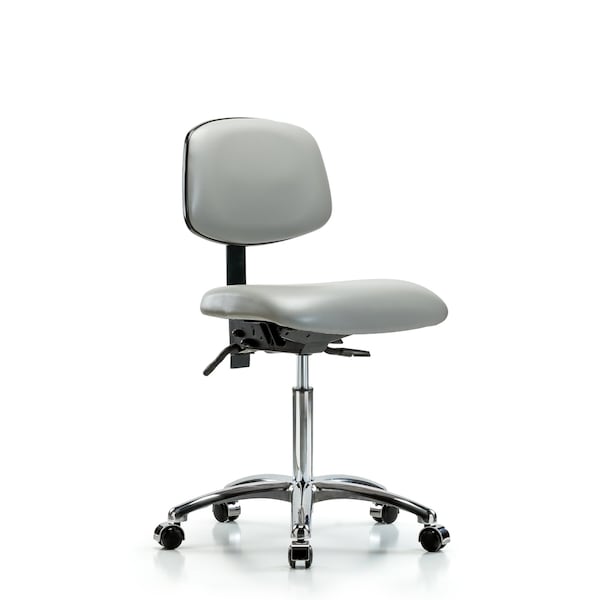 Chair, Vinyl, Med Bench, Chrome Casters, Dov, No Arms, 22" to 29" Height, Dove