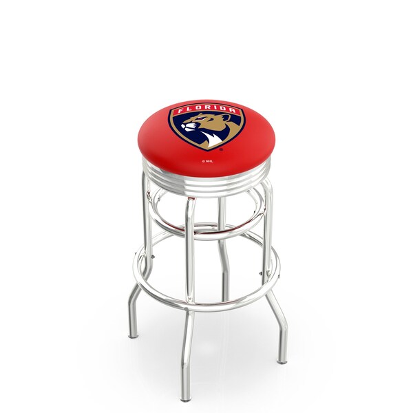 25" Chrome 2-Ring Florida Panthers Swivel Bar Stool, Accent Ring