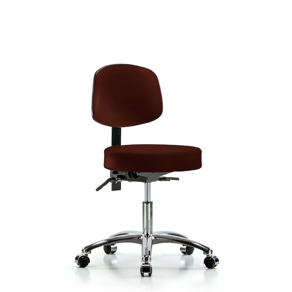 Desk Stool, Vin, Bk Chrome, Tilt, Cast, Burg