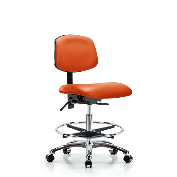 Medium Bench Chair Chair, Vin, Med Ben, CF Cast, Orange, No Arms, 22" to 29" Height, Vinyl, Orange Kist
