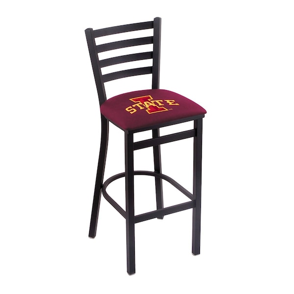 25" Blk Wrinkle Iowa State Stationary Counter Stool, Ladder Back