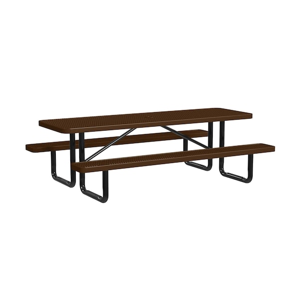 Rectangle Portable Picnic Table, Brown, 8 ft L