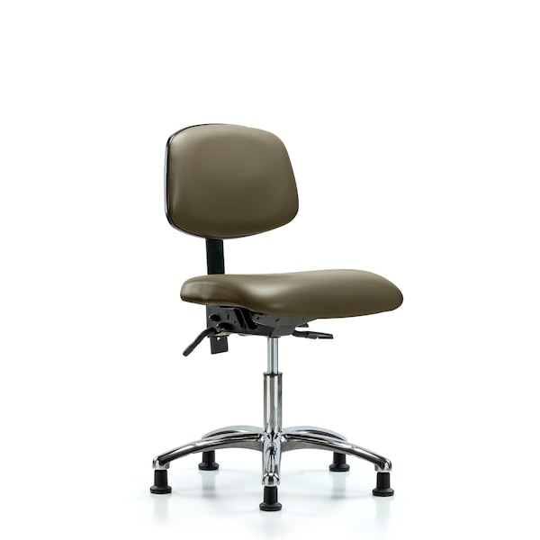 Vinyl Chair Chrome, Desk, Tilt, Glides, Taupe