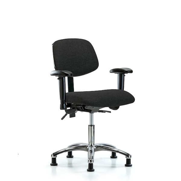 Desk Chair Desk Chair, Fabric, Chr Tilt AA Glides, Blk, Adjustable Arms, 19" to 24" Height, Fabric