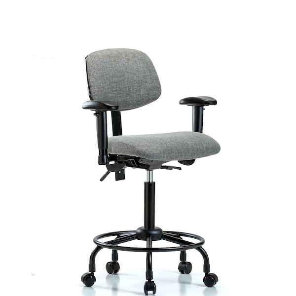 Chair, Fab, Med Bench, RT Tilt AA Cast, Gry, 6-Way Adjustable, 24" to 31" Height, Gray
