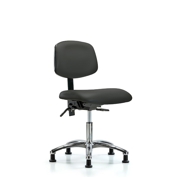 Desk Chair Desk Chair, Vinyl, Chrome Glides, Gry, No Arms, 18" to 23" Height, Vinyl, Charcoal