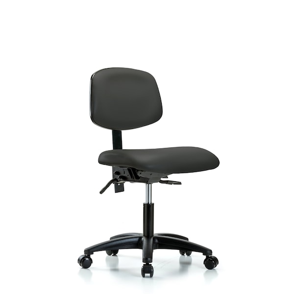 Desk Chair Desk Chair, Vinyl, Tilt Casters, Gry, No Arms, 18" to 23" Height, Vinyl, Charcoal