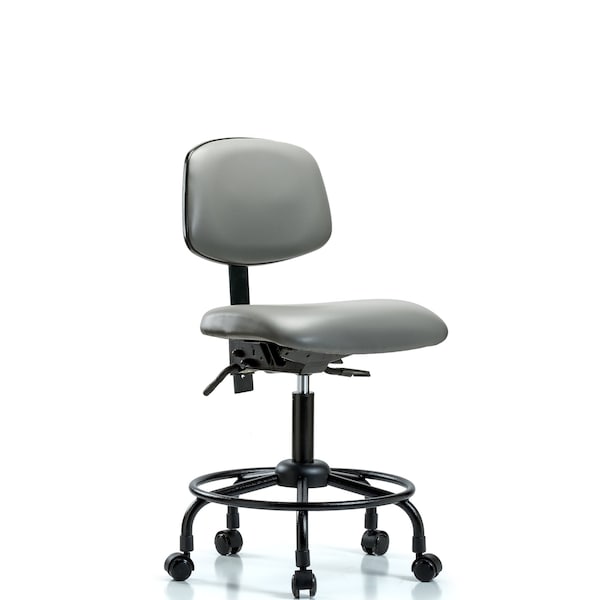 Vinyl Chair, Desk, Round Tube Base, Casters, Sterling