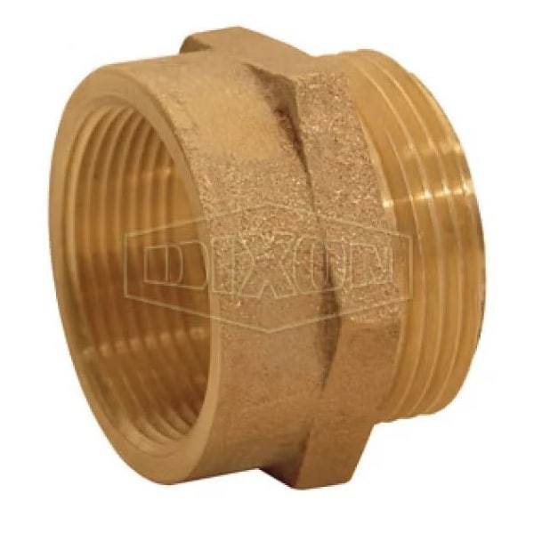 Hex Female to Male Nipple, 1 in, Brass, FNPT x MNPSH, Domestic