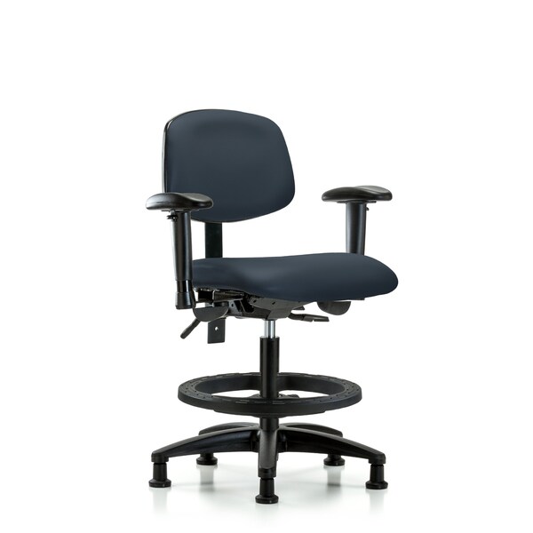 Medium Bench Chair Chair, Vin, Med Ben, Tilt AA BF Glides, Nav, Adjustable Arms, 22" to 29" Height