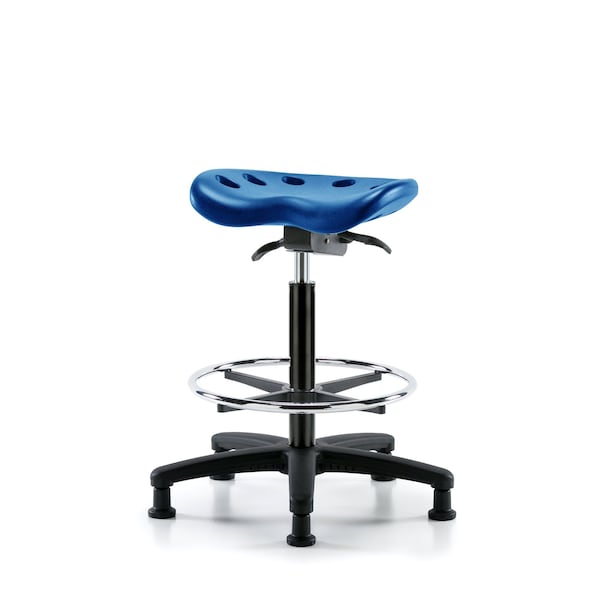 Poly Tractor Sit-Stand, Foot Ring, Blue