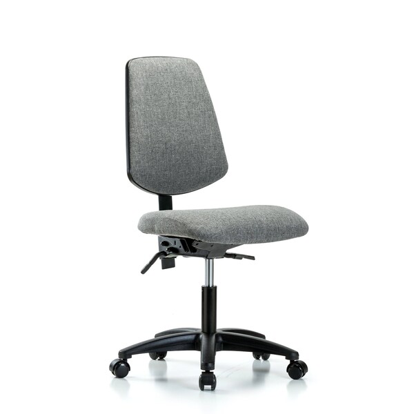 Desk Chair Fab Desk Chair, Med, Bk, Tilt Cast, Gry, No Arms, 19" to 24" Height, Fabric, Grey