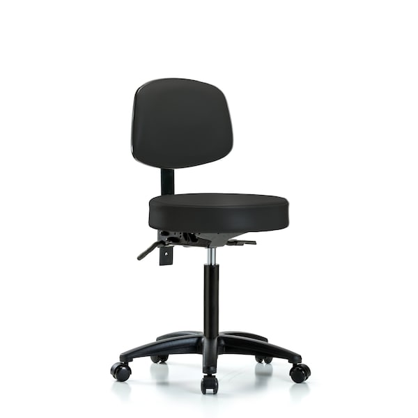 Rutledge Vin Stool with Back-Medium Bench Height with Seat Tilt and Casters in Black Trailblazer Vin