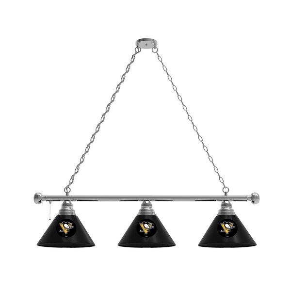 Pittsburgh Penguins 3 Shade Billiard Light, Chrome Fixture