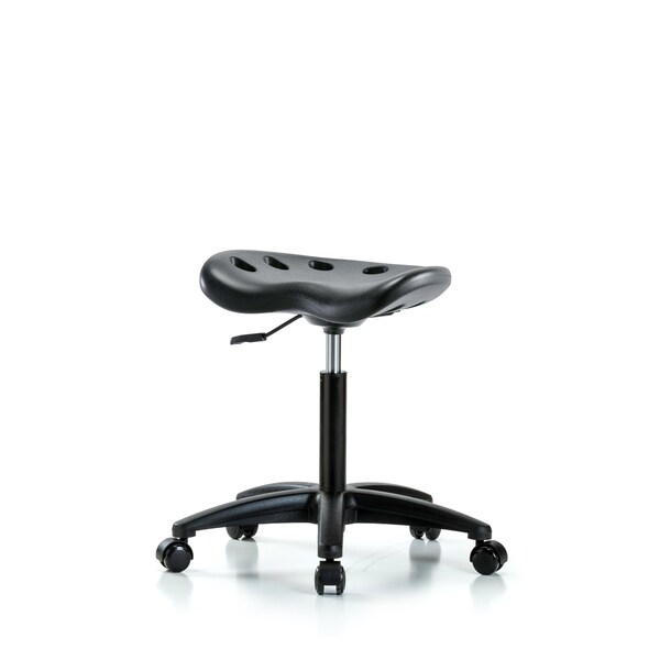 Poly Tractor Stool, Med Bench, Chrome Casters, Black