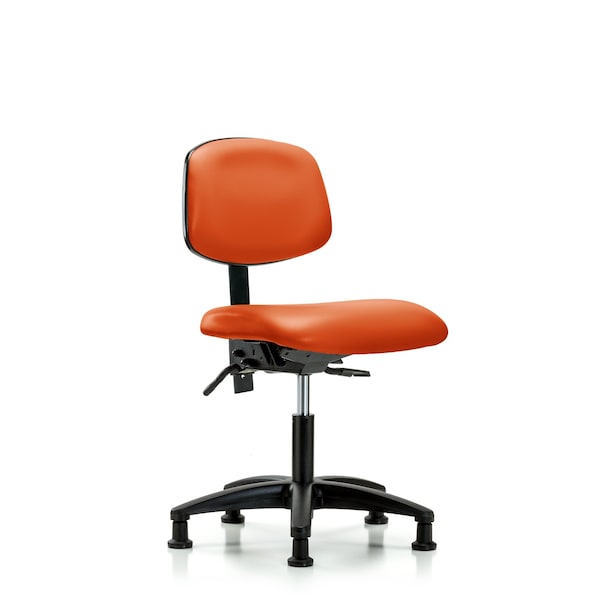 Desk Chair Desk Chair, Vinyl, Glides, Orange, No Arms, 18" to 23" Height, Vinyl, Orange Kist