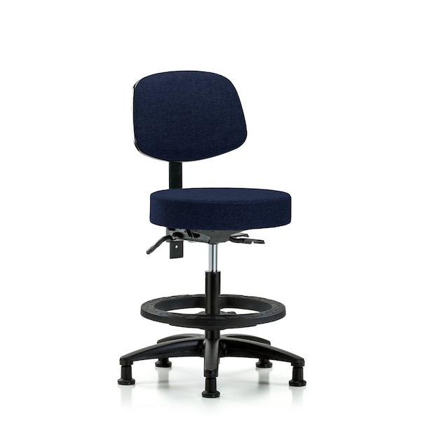 Bench Stool, Med, Fab, Bk, BF, Glides, Nav