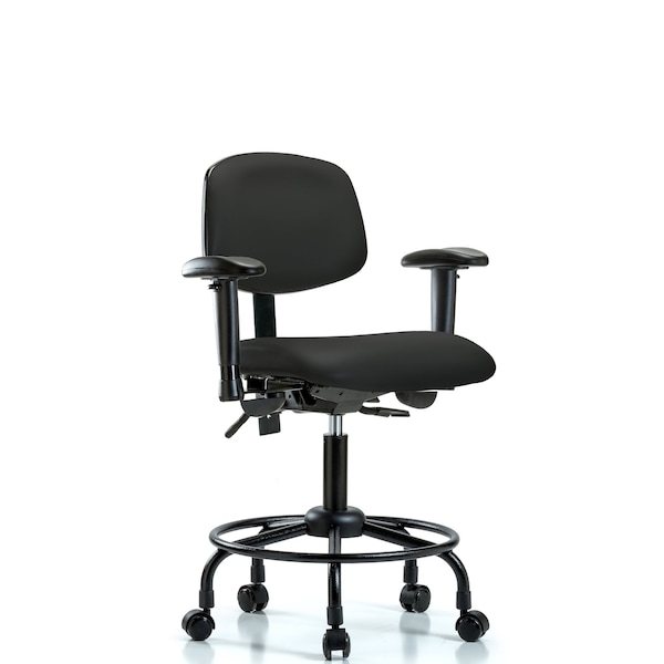 Desk Chair Desk Chair, RT AA, Casters Vinyl, BLK, Adjustable Arms, 21" to 26" Height, Vinyl, Black