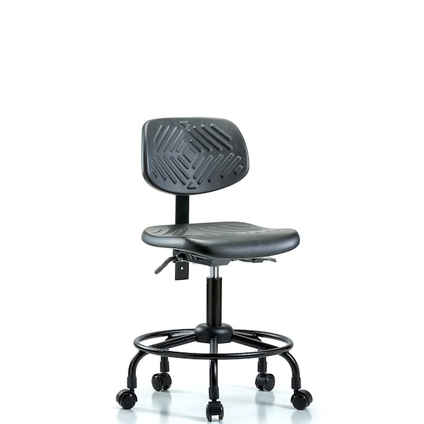 Desk Chair Desk Chair, Med, Poly, Bk.RT, Casters, No Arms, 19" to 23" Height, Black; Blue
