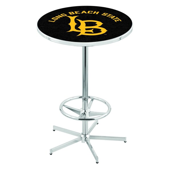 42" Chrome Long Beach State University Pub Table, 36" dia. Top