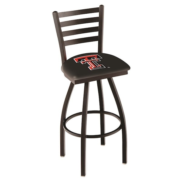 25" Blk Wrinkle Texas Tech Swivel Bar Stool, Ladder Back