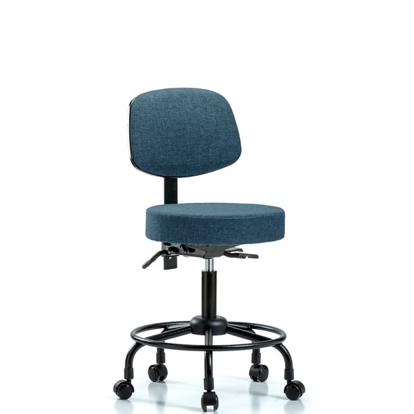 Desk Stool, Fabric, Bk, RT, Casters, Blu