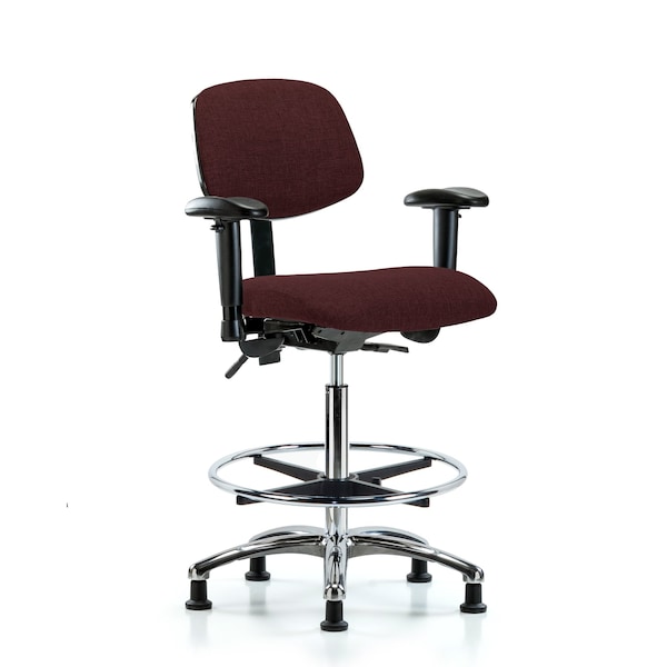 High Bench Chair Chair, Fab, Hi Ben, Chr Tilt AA CF Gld, Bur, Adjustable Arms, 26" to 35-1/2" Height