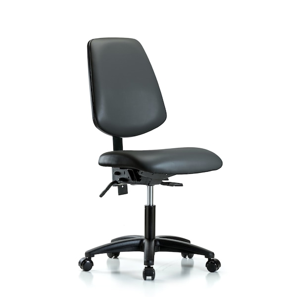 Vinyl Chair, Desk, Med Back, Casters, Carbon