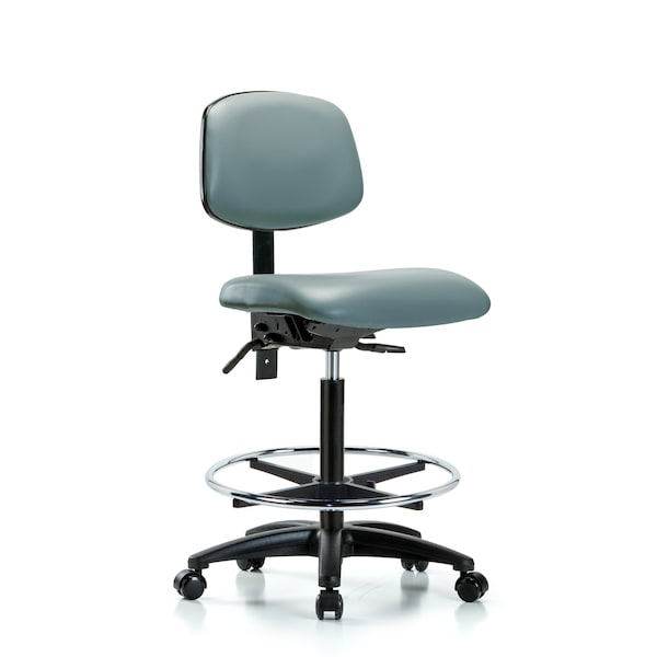 Vinyl Chair, High Bench, Foot Ring, Casters, Storm