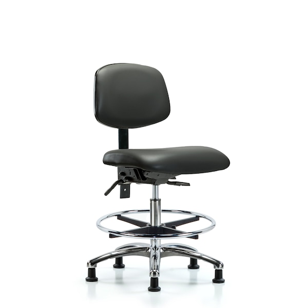 Vinyl Chair Chrome, Med Bench, Foot Ring, Casters, Carbon