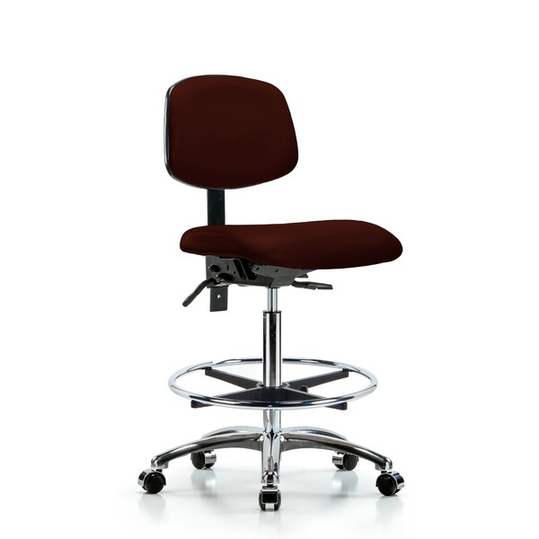 Chair, Vin, Hi Bench, Chr Tilt CF Cast, Burg, No Arms, 26" to 35-1/2" Height, Burgundy