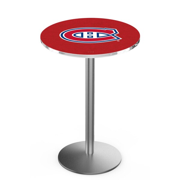42" Stainless Steel Montreal Canadiens Pub Table, 36" dia. Top