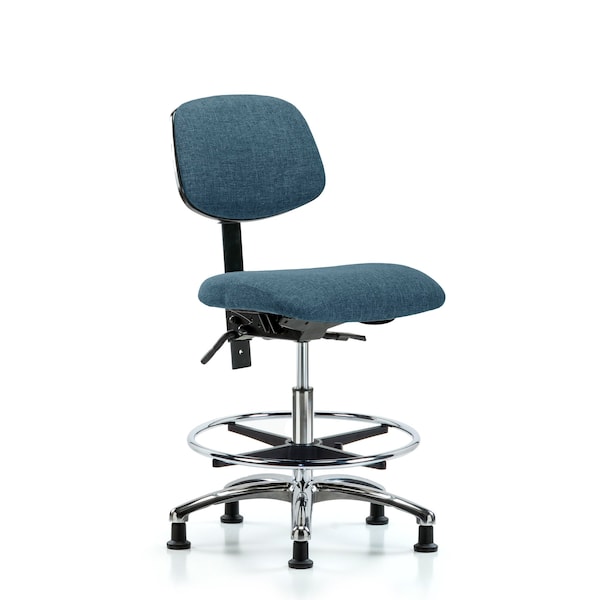 Chair, Fabric, Med Bench, Chr CF Glides, Blu, No Arms, 22" to 29" Height, Blue