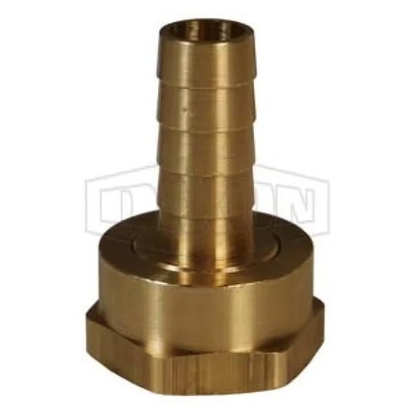 Short Shank Machined Coupling with Swivel Nut, 3/4 x 5/8 in Nominal, FNPSH x NPSM End Style, Brass,