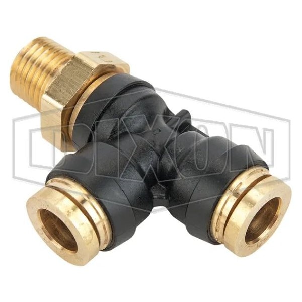 Legris by  Push-In Run Tee, 1/4 x 1/2 in Nominal, MNPT x Tube, 250 psi Pressure, Brass, Domestic