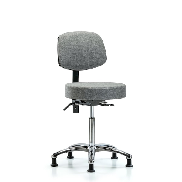 Bench Stool, Med, Fabric, Bk Chrm, Glids, Gry