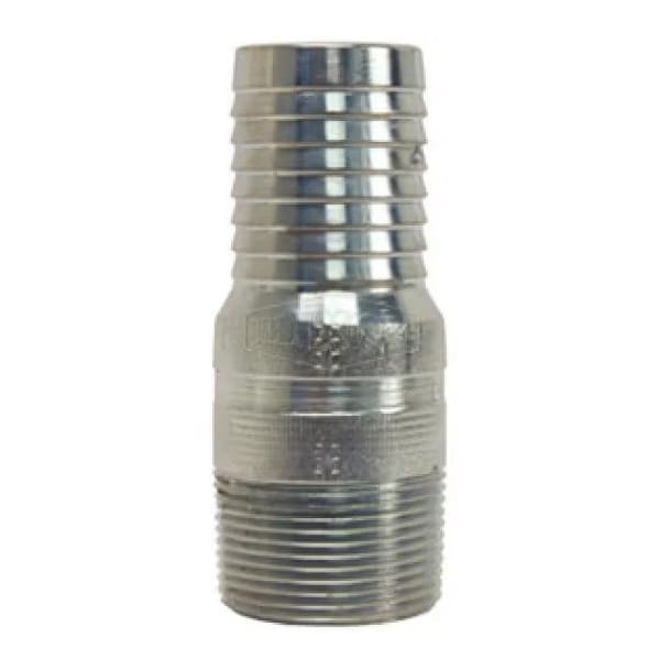 King Combination Nipple with Knurled Wrench Grip, 2 x 4-11/16 L in Hose Shank x MNPT, Carbon Steel,