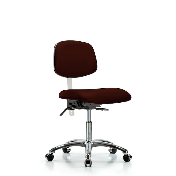 Clean Room Chair Desk Chair, Vinyl, Chrm, Casters, Burg, CL100, No Arms, 18" to 23" Height, Vinyl