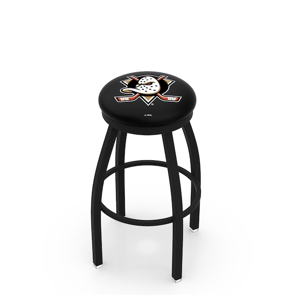 25" Blk Wrinkle Anaheim Ducks Swivel Bar Stool, Accent Ring